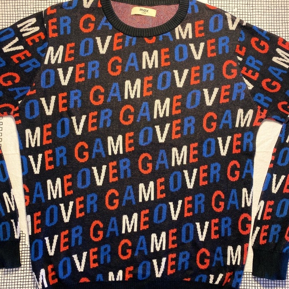 max - Men’s Sweater L – Bold “Game Over” Graphic - 100% Cotton - Knit - Picture 2 of 8